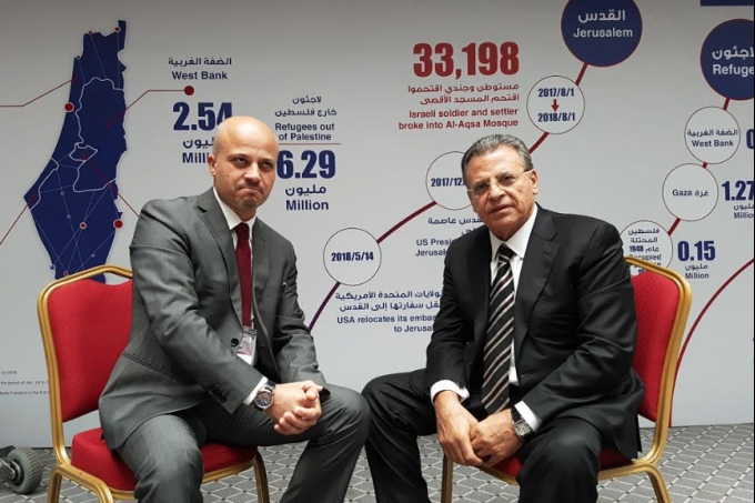 رئيس التحرير مع الاعلامي جمال ريان خلال مؤتمر فلسطين تخاطب العالم - اسطنبول